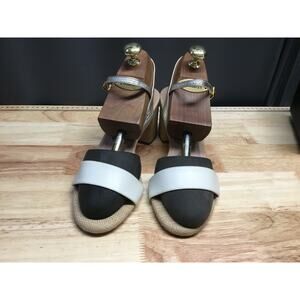 Cole Haan Josie Block Heel Sandals Women's 10 White Silver Ankle Strap Classic